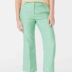 JCrew Green Hayden Kickout Cropped Linen Pants